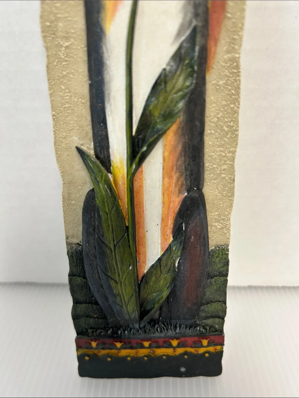 Vintage 90s Set of 4 “Cat Tails” 3D Artist Signed Handpainted Wall Hangings